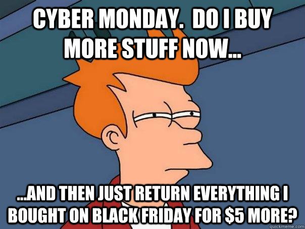 Cyber Monday buyer's dilemma meme